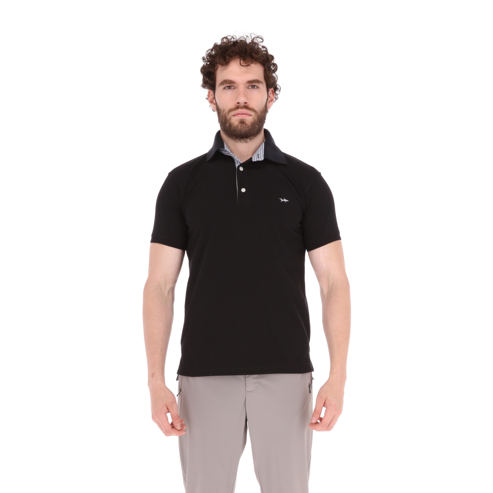 Playera Polo T-shark Negra para Hombre