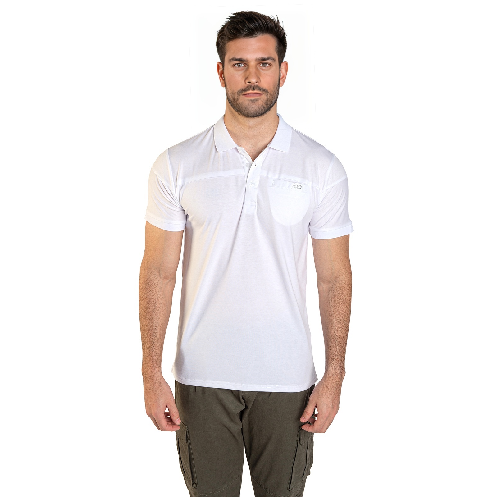 Foto 3 pulgar | Playera Polo CHB Chili Beans Clothing Co. Basic Blanca para Hombre