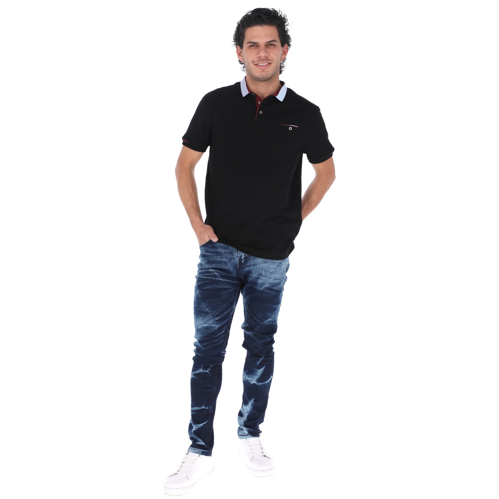 Foto 2 | Playera Polo CHB Chili Beans Clothing Co. Niza Negra para Hombre