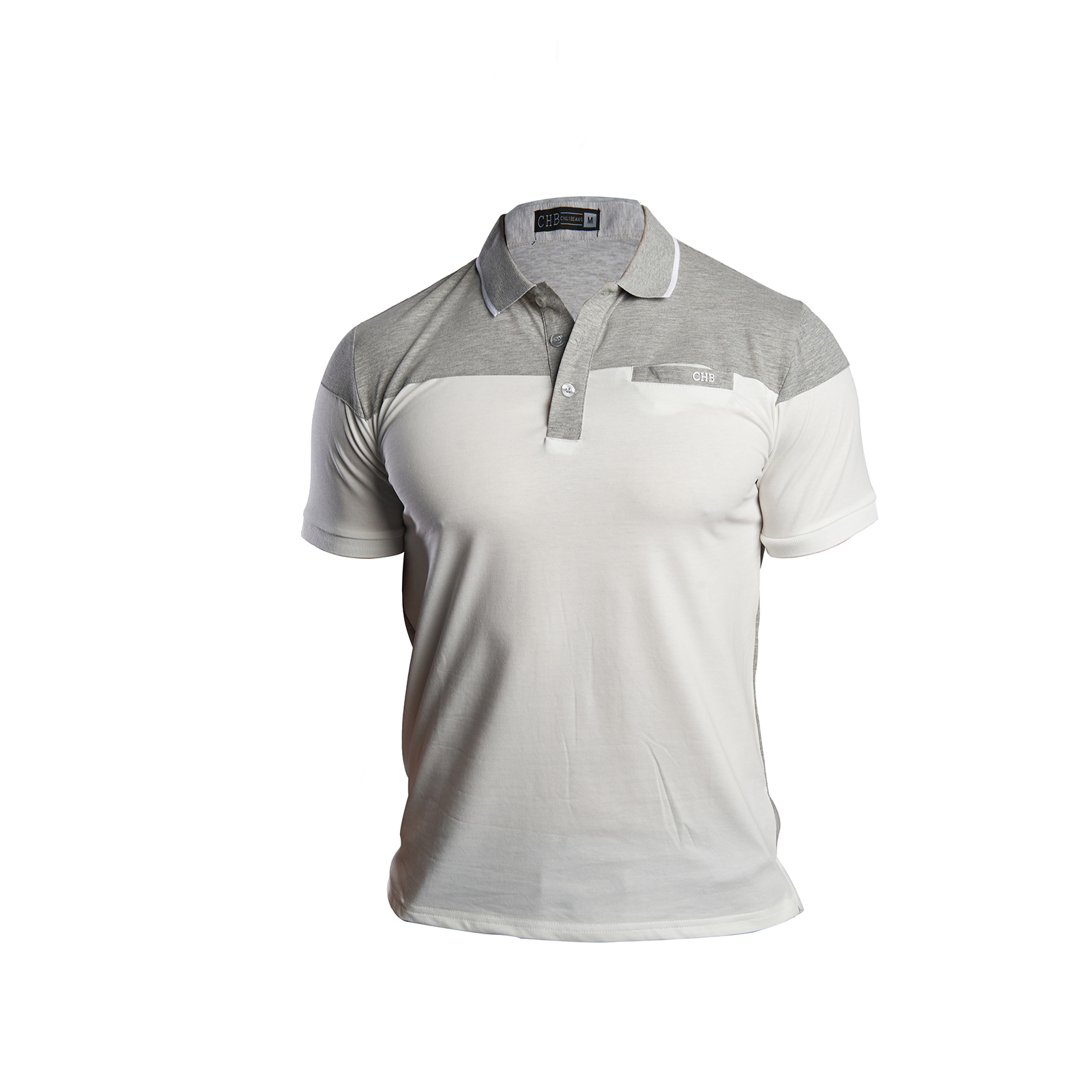 Foto 2 pulgar | Playera Polo CHB Chili Beans Clothing Co. Block Blanco con Gris para Hombre