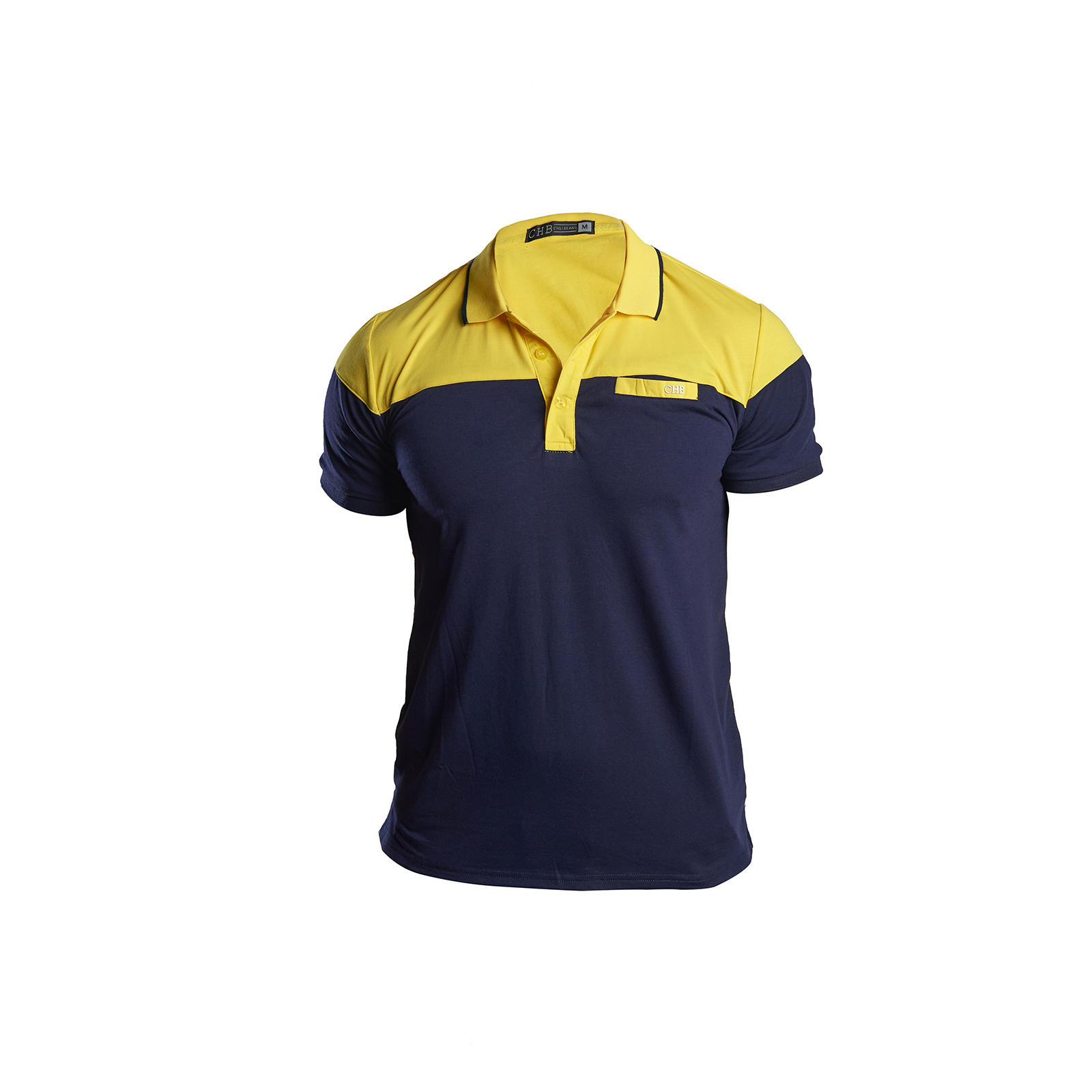 Foto 2 pulgar | Playera Polo CHB Chili Beans Clothing Co. Block Marino con Amarillo para Hombre