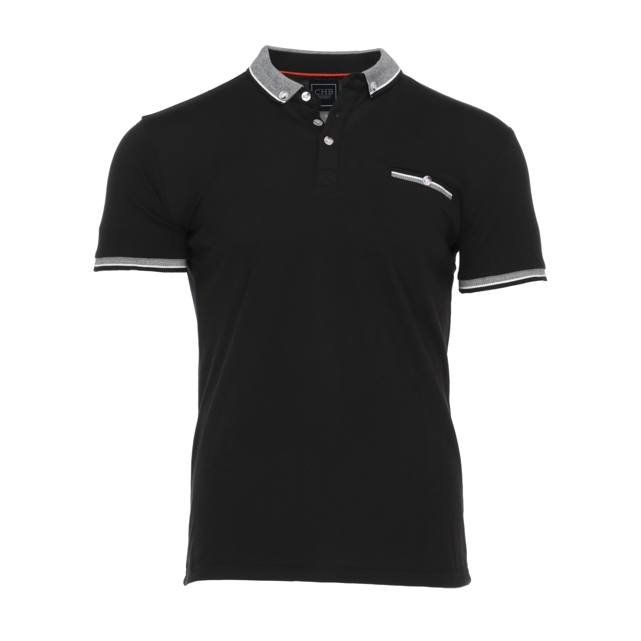 Playera Polo Cuello Abotonado Chb Chili Beans Clothing Co. Pique color Negro