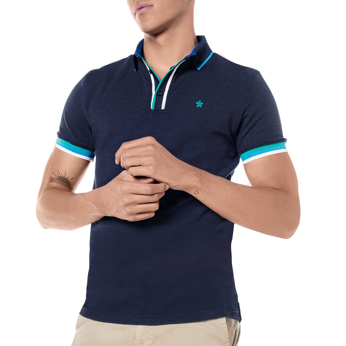 Foto 2 pulgar | Playera Tipo Polo Mora Urban Azul para Hombre