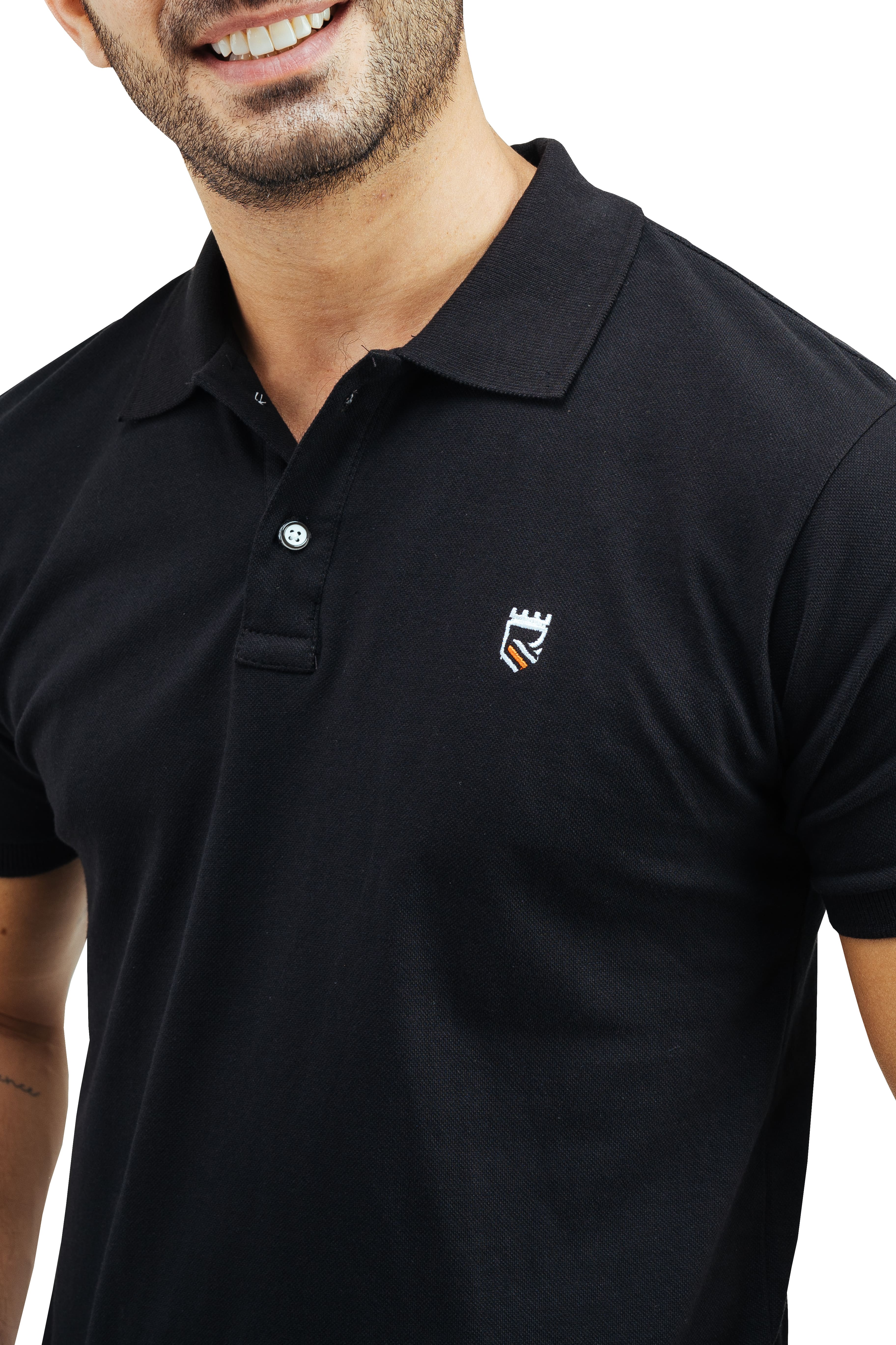 Foto 3 pulgar | Playera Tipo Polo Rams Cottons Modelo Roger Negro Corte Slim Fit para Hombre