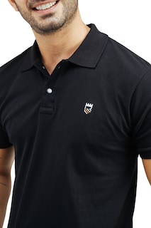 Foto 2 | Playera Tipo Polo Rams Cottons Modelo Roger Negro Corte Slim Fit para Hombre