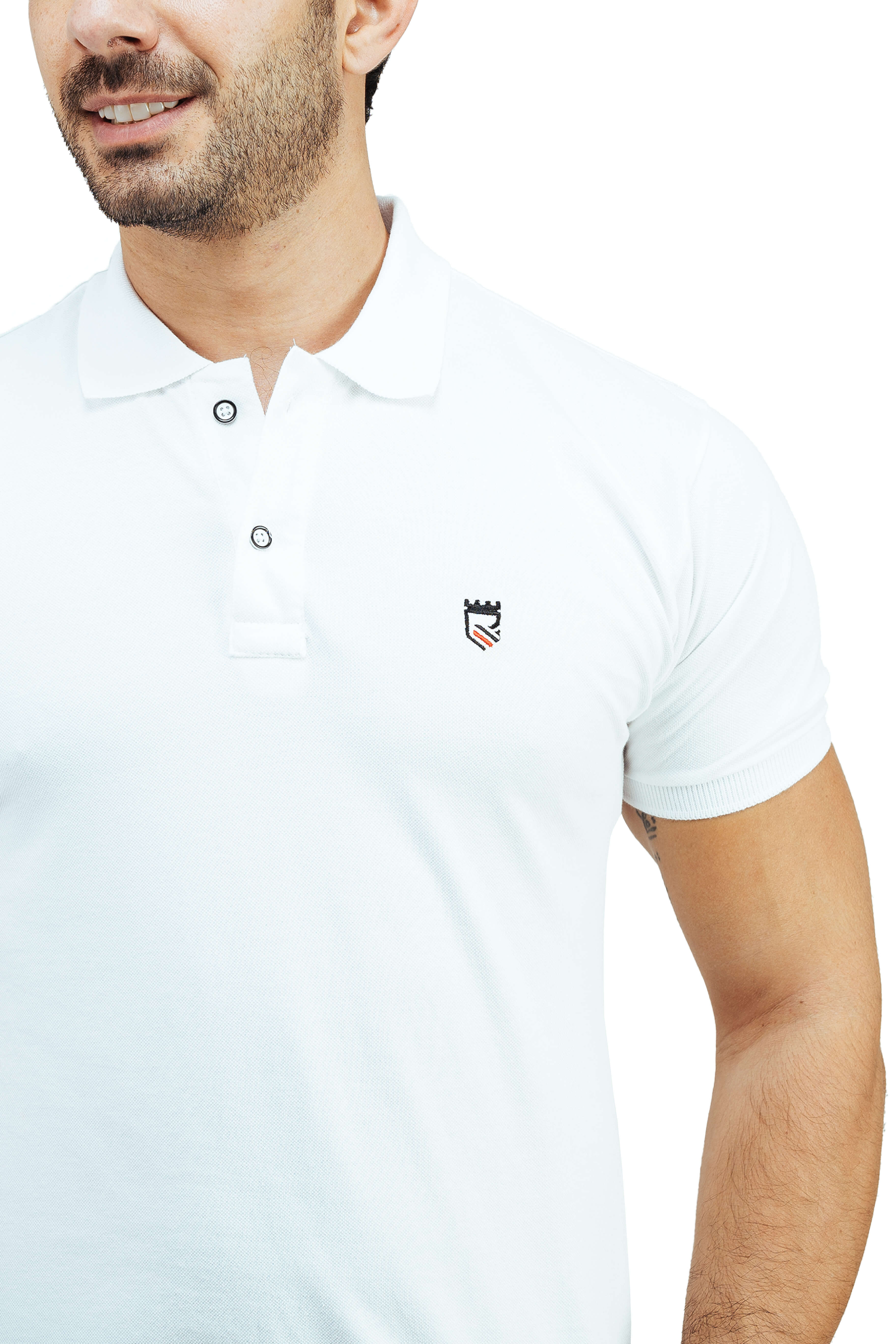 Foto 4 pulgar | Playera Tipo Polo Rams Cottons Roger Blanco Corte Slim Fit para Hombre