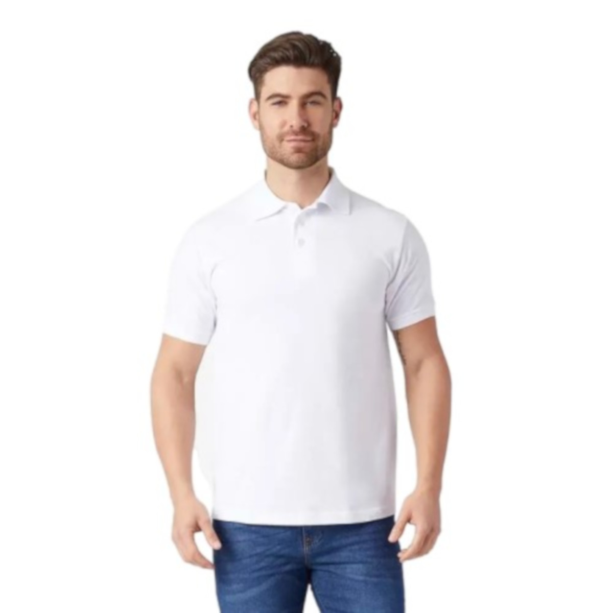 Playera Polo Piqué Para Caballero - Color Blanco - 100% Algodón