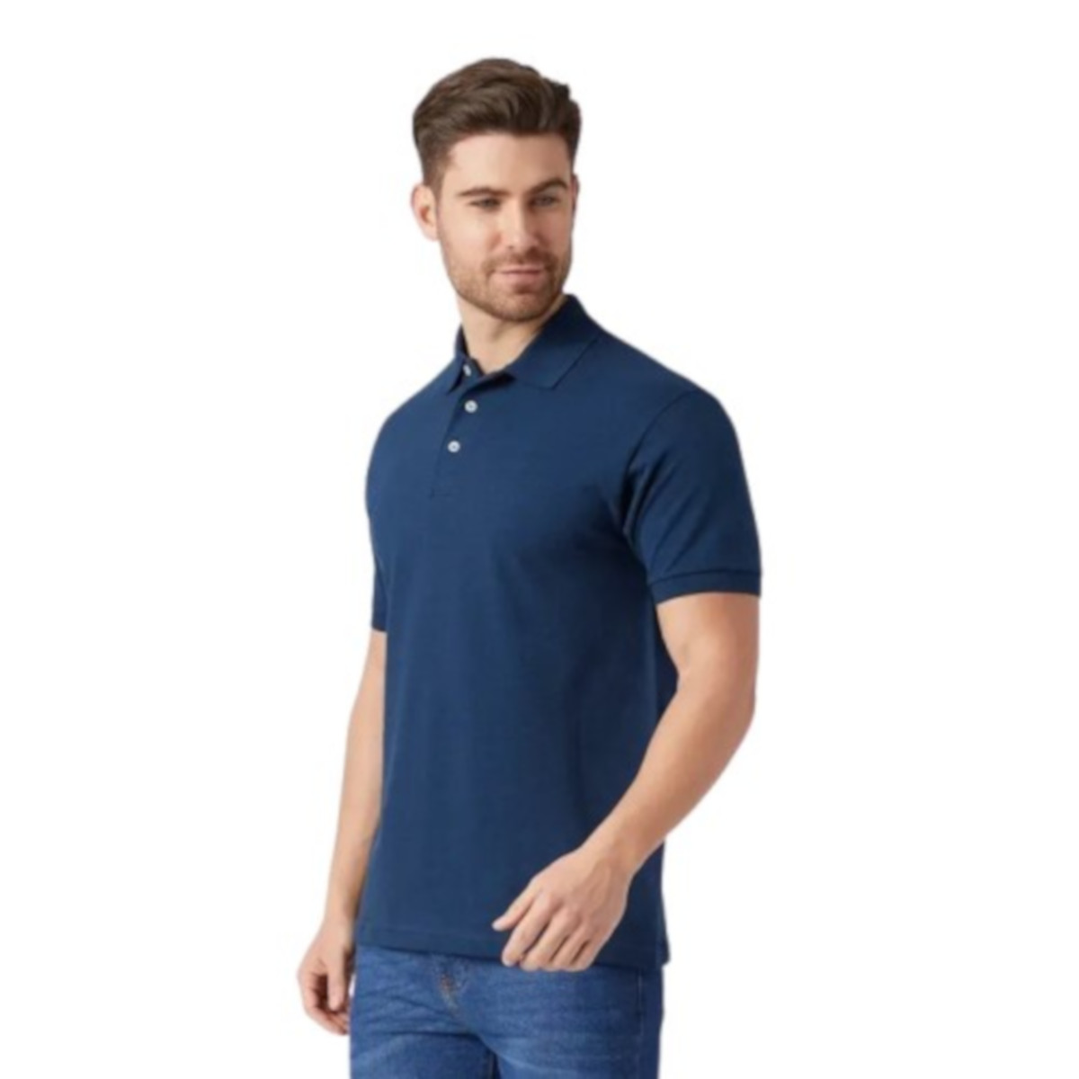 Foto 3 pulgar | Playera Polo Piqué Para Caballero - Color Azul Marino - 100% Algodón
