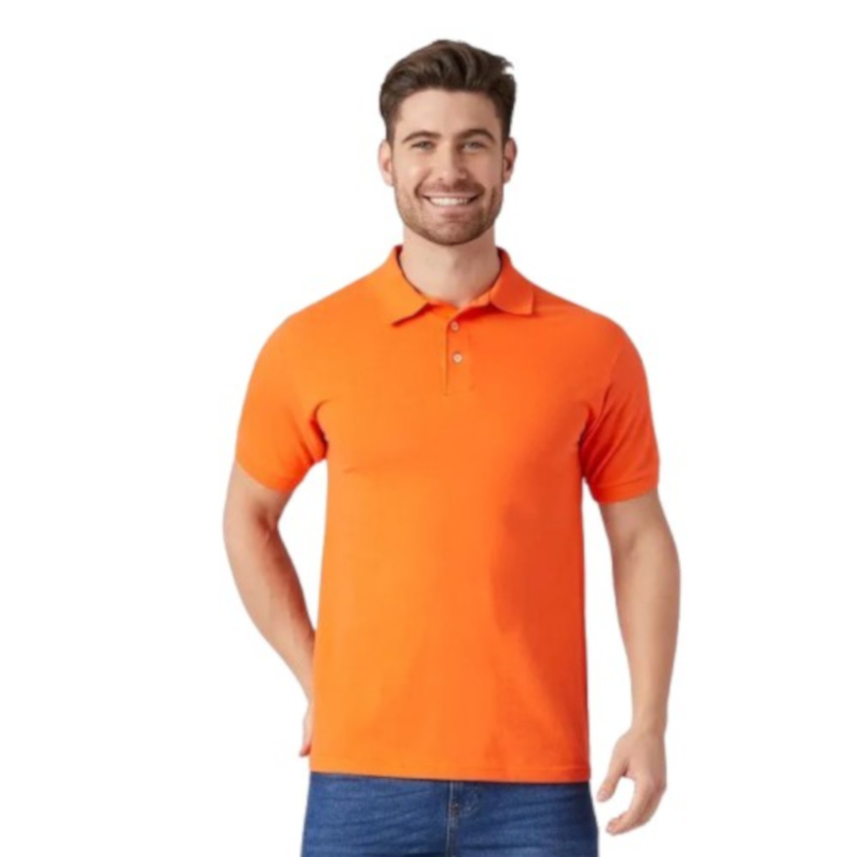 Foto 2 pulgar | Playera Polo Piqué Para Caballero - Color Naranja - 100% Algodón