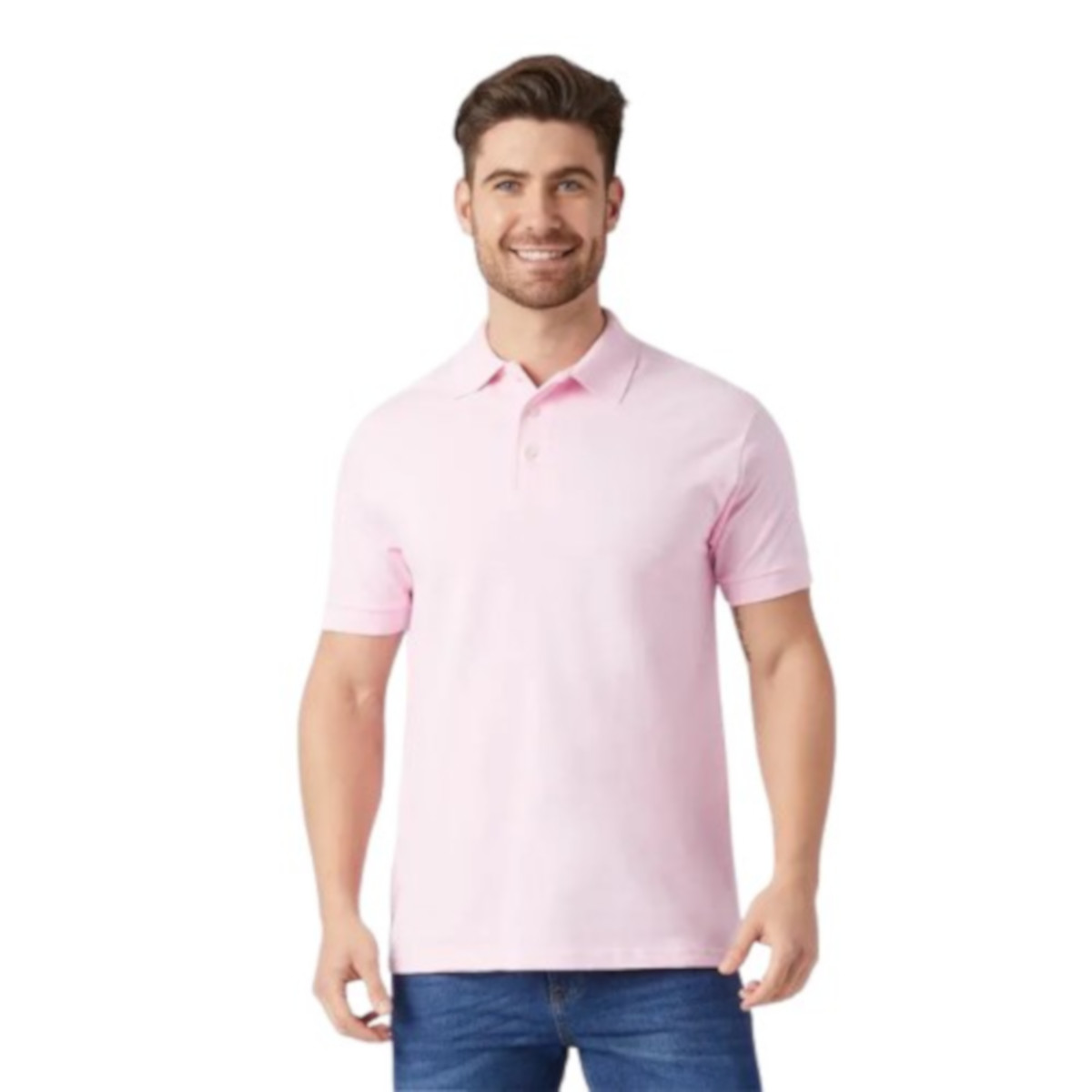 Foto 2 pulgar | Playera Polo Piqué Para Caballero - Color Rosa - 100% Algodón