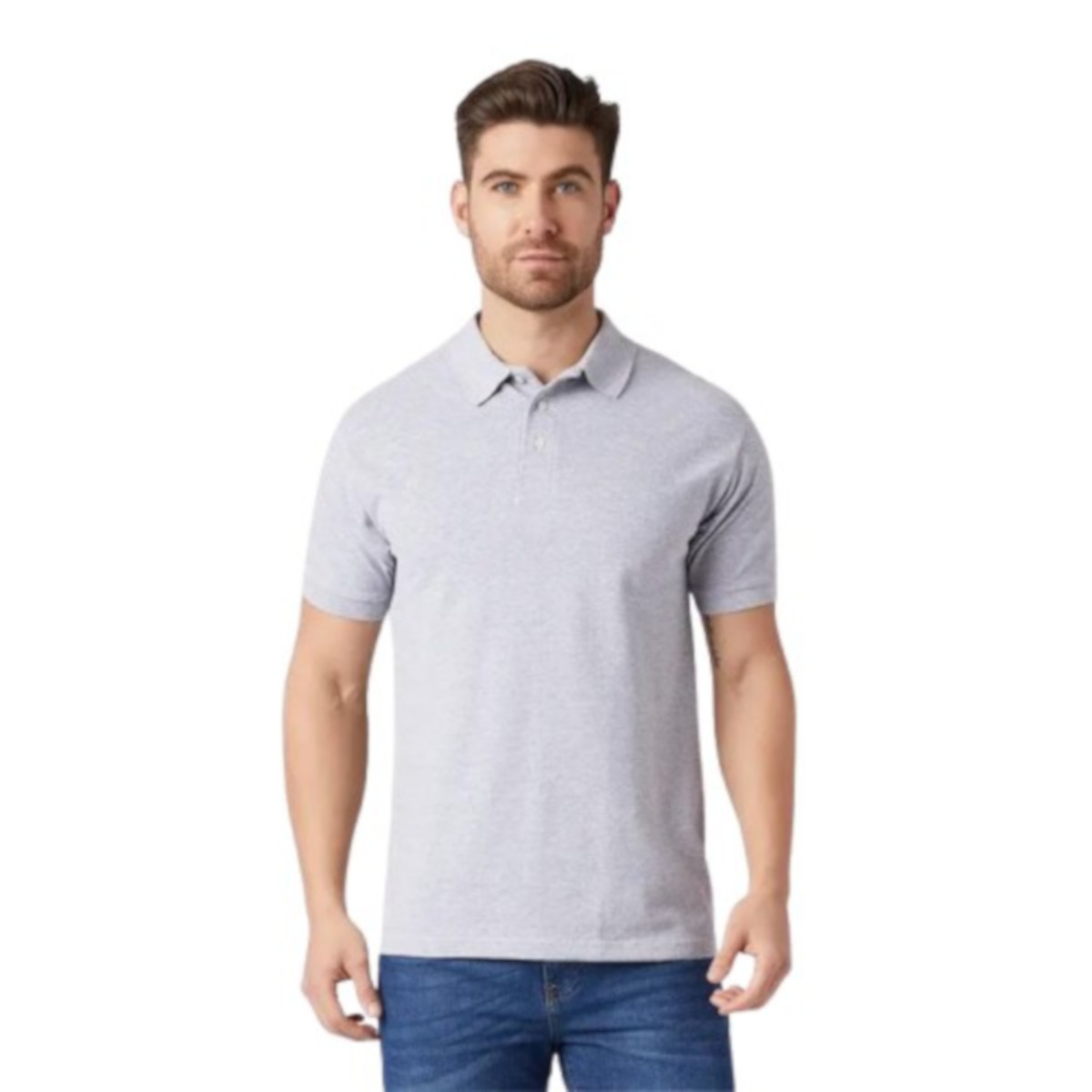 Foto 2 pulgar | Playera Polo Piqué Para Caballero - Heather (gris Claro)