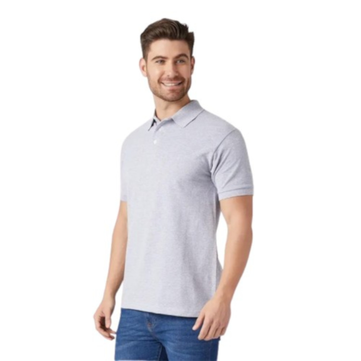 Foto 3 pulgar | Playera Polo Piqué Para Caballero - Heather (gris Claro)