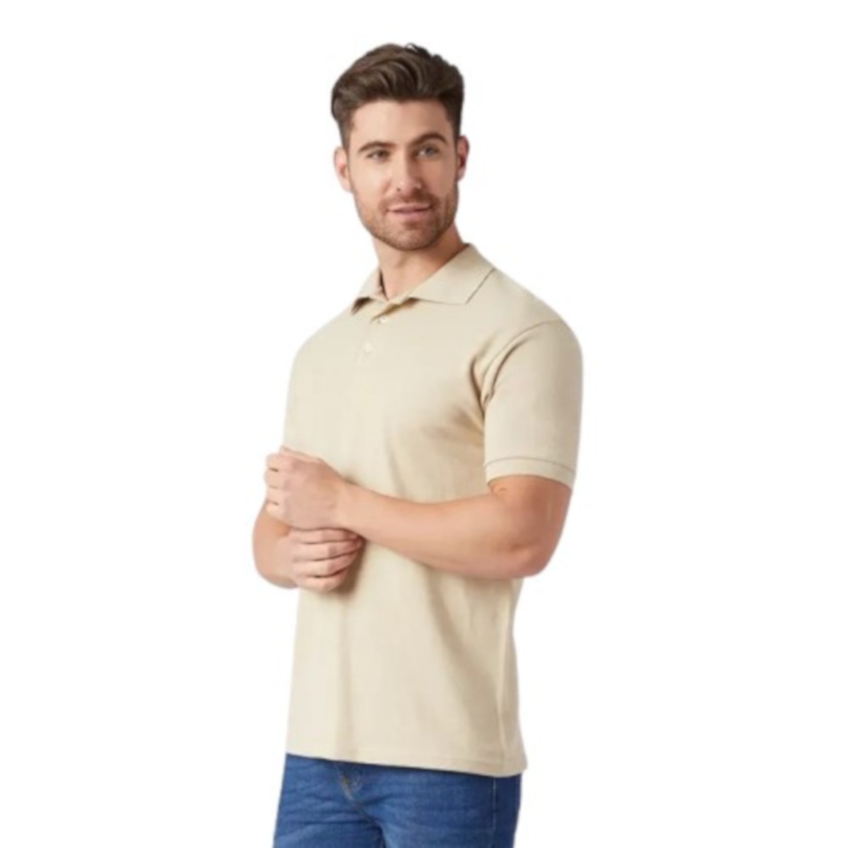 Foto 3 pulgar | Playera Polo Piqué Para Caballero - Color Khaki - 100% Algodón