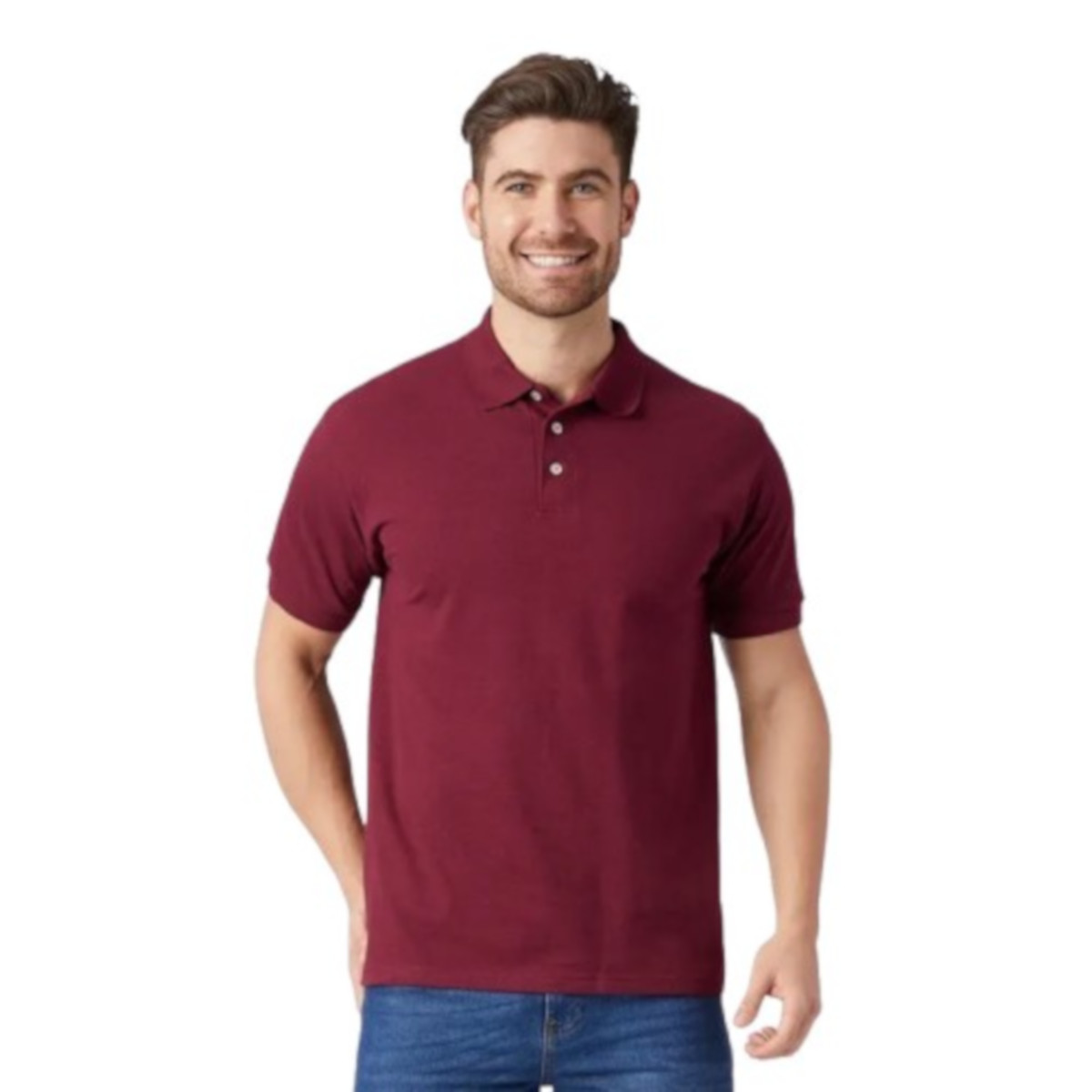 Playera Polo Piqué Para Caballero - Color Vino - 100% Algodón