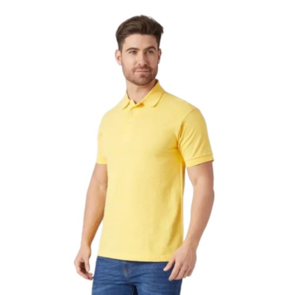 Foto 2 | Playera Polo Piqué Para Caballero - Color Amarillo - 100% Algodón