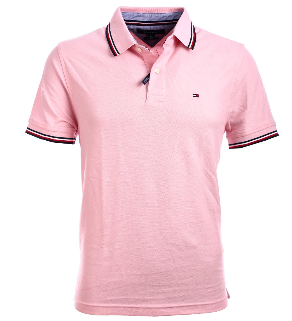 Foto 2 pulgar | Polo Tommy Hilfiger Rosa con Cuello a Rayas para Hombre - Venta Internacional