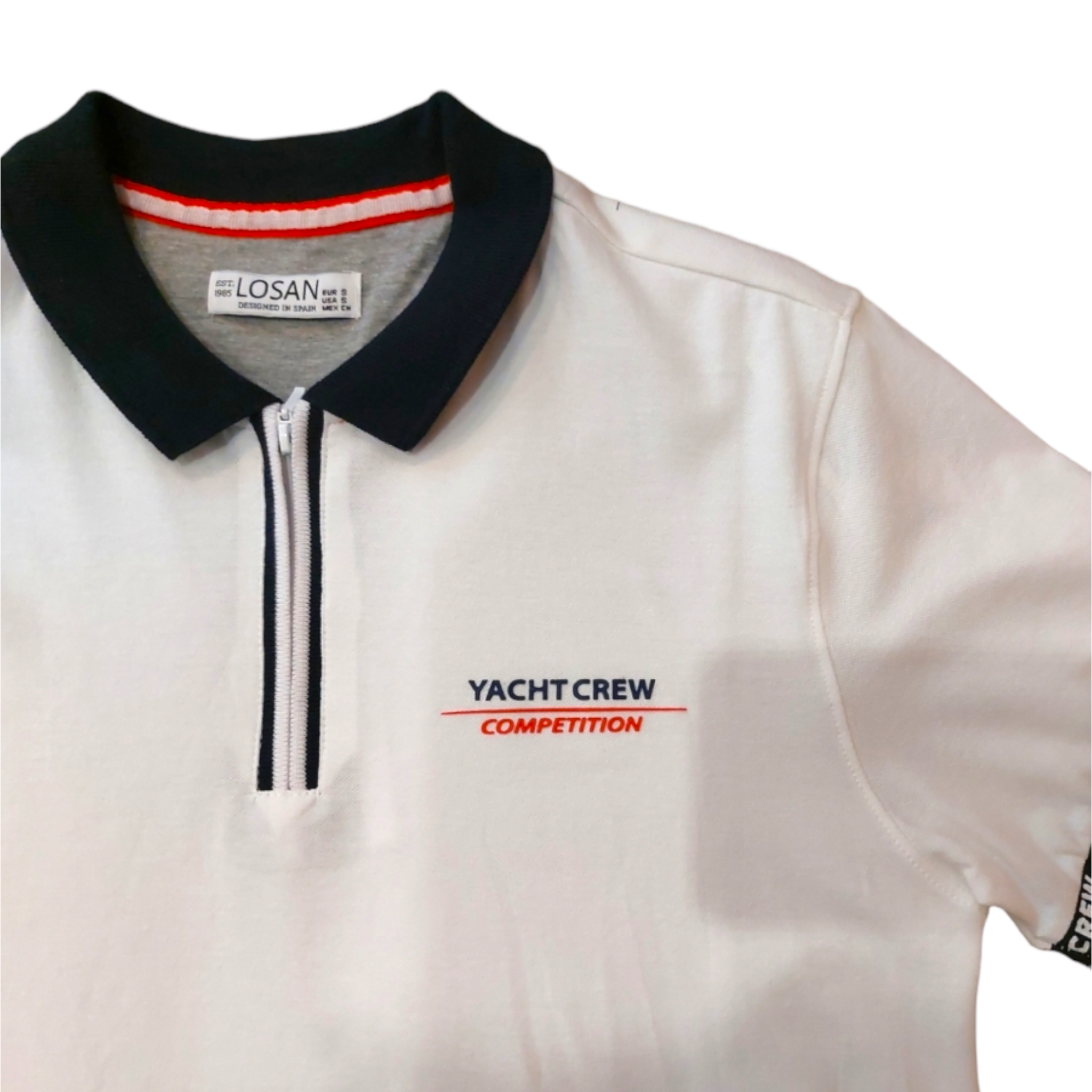 Foto 3 pulgar | Playera Tipo Polo Blanca ''yacht Crew Competition'' Para Caballero Losan