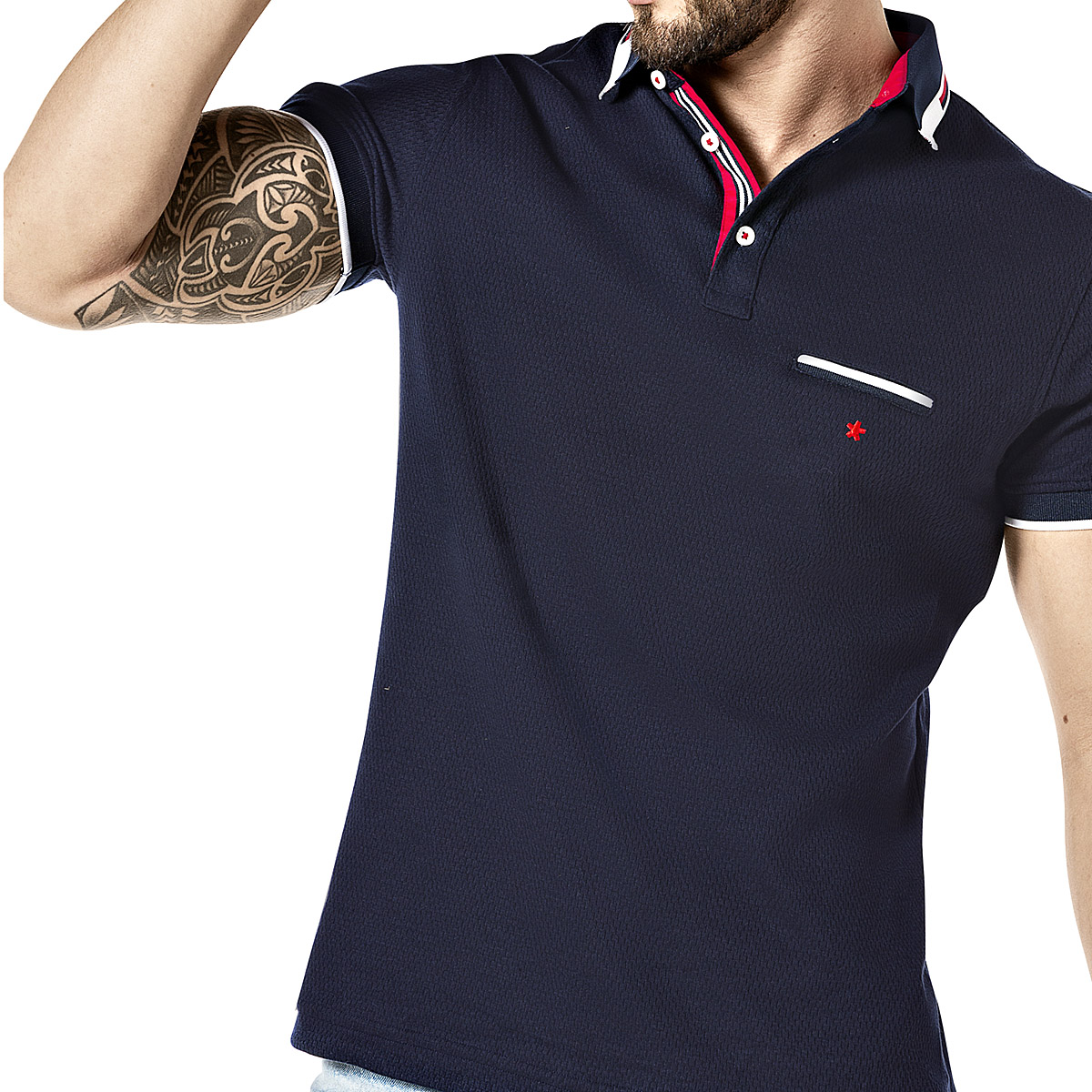 Foto 4 | Mora Urban Playera Tipo Polo Para Hombre Marino