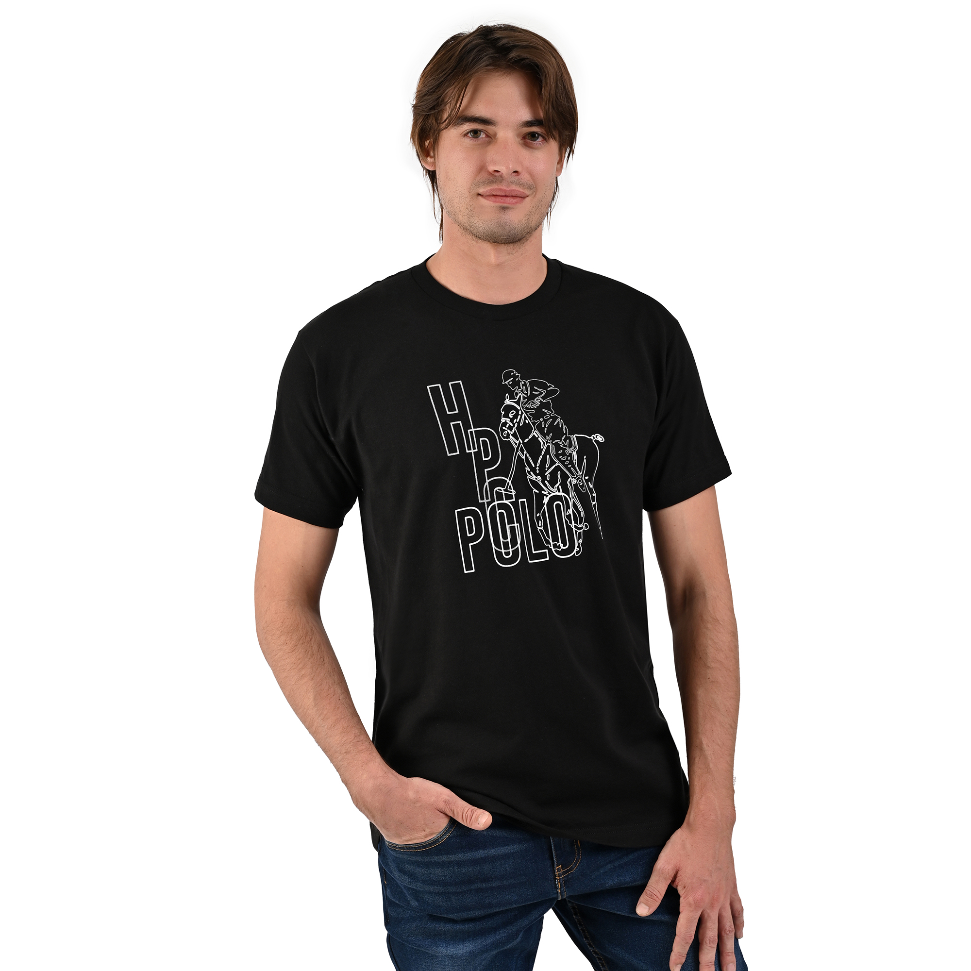 Foto 1 | Playera Estampada Hpc Polo Color Negro