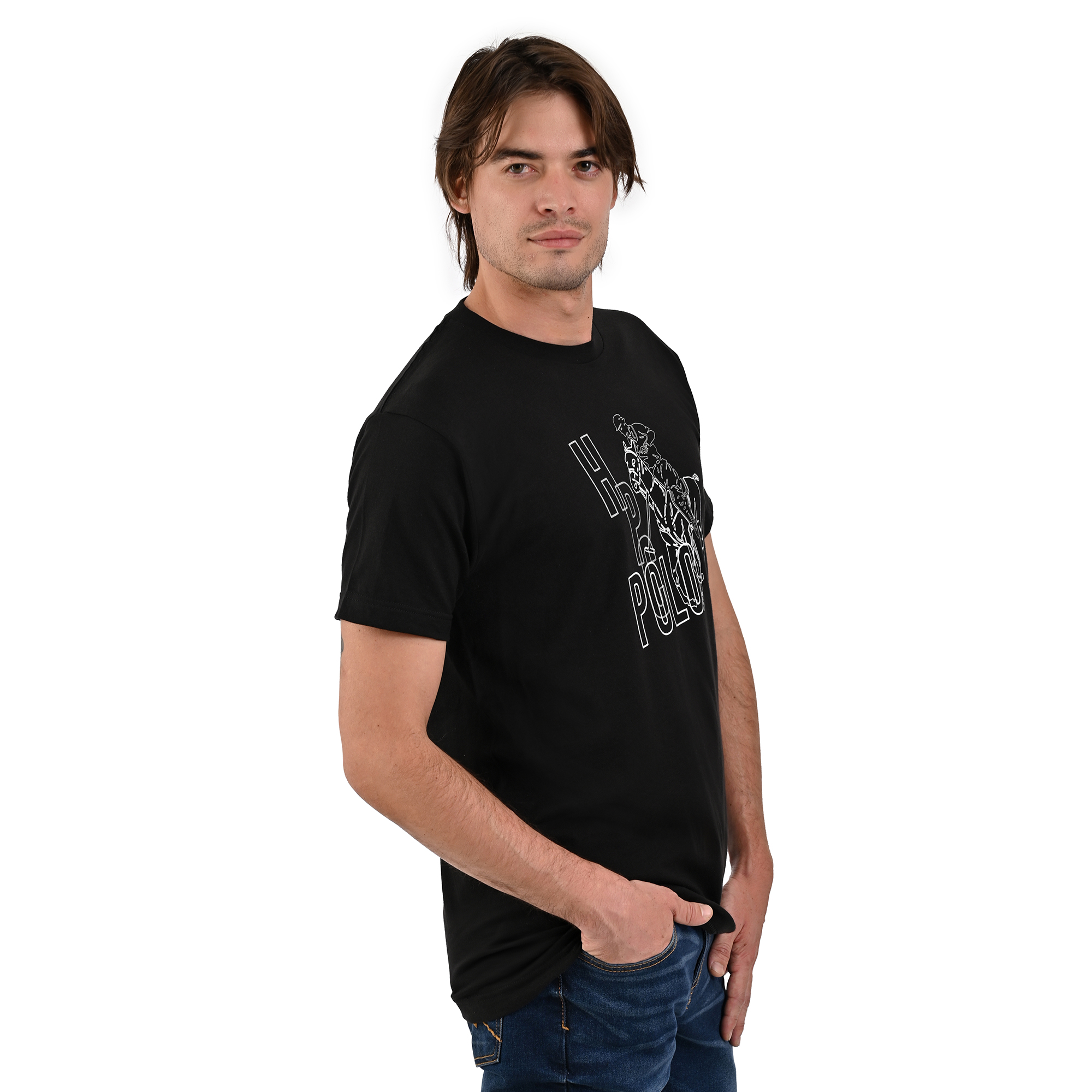 Foto 3 | Playera Estampada Hpc Polo Color Negro