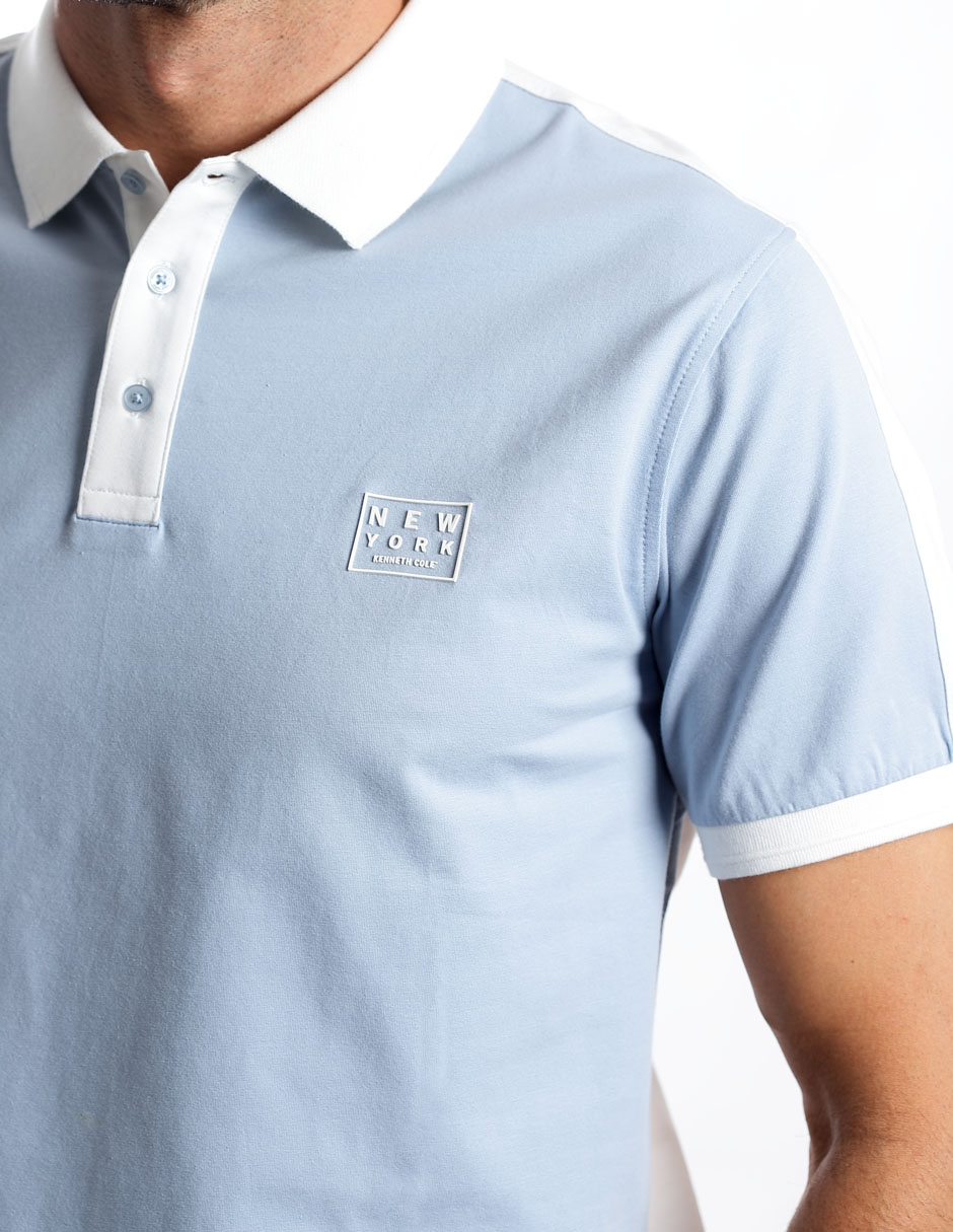 Foto 4 pulgar | Playera Polo Hombre Kenneth Cole Kcpv25pol17 Azul Blanco Casual Algodón