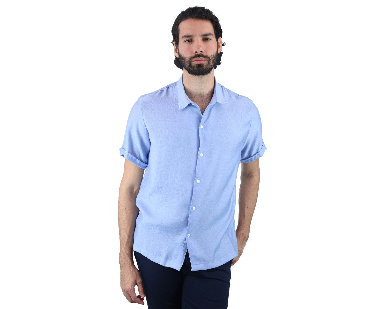 Foto 1 | Camisa de Manga Corta Rams Cottons Mirage Azul para Hombre