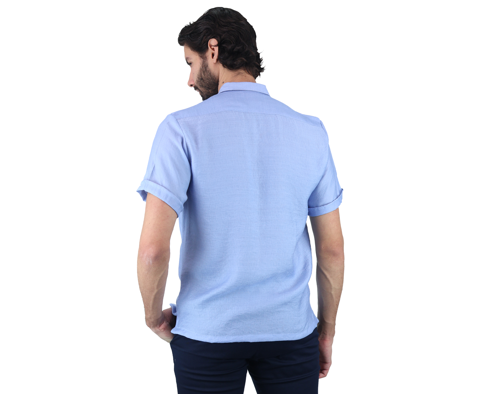 Foto 2 | Camisa de Manga Corta Rams Cottons Mirage Azul para Hombre