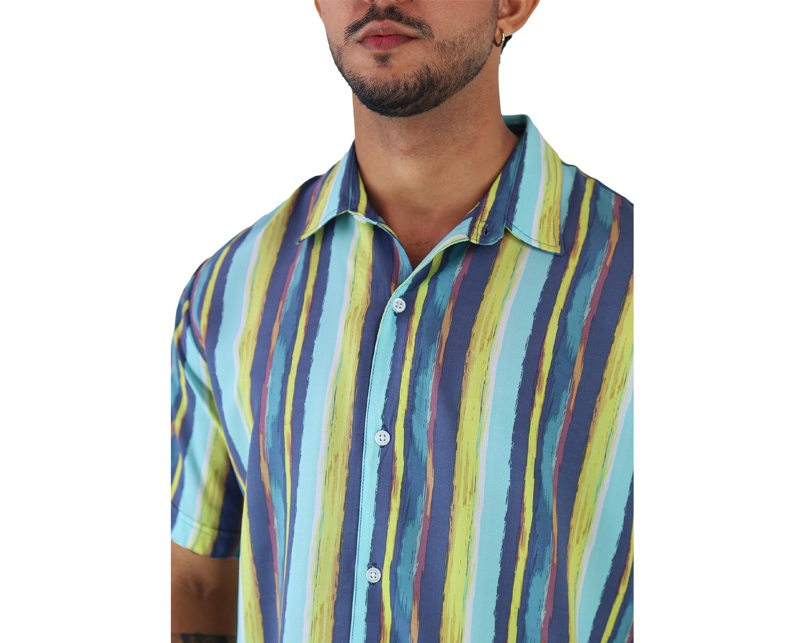 Foto 3 | Camisa De Manga Corta Rams Cottons Modelo Vertical con Rayas Verticales Multicolor para Hombre