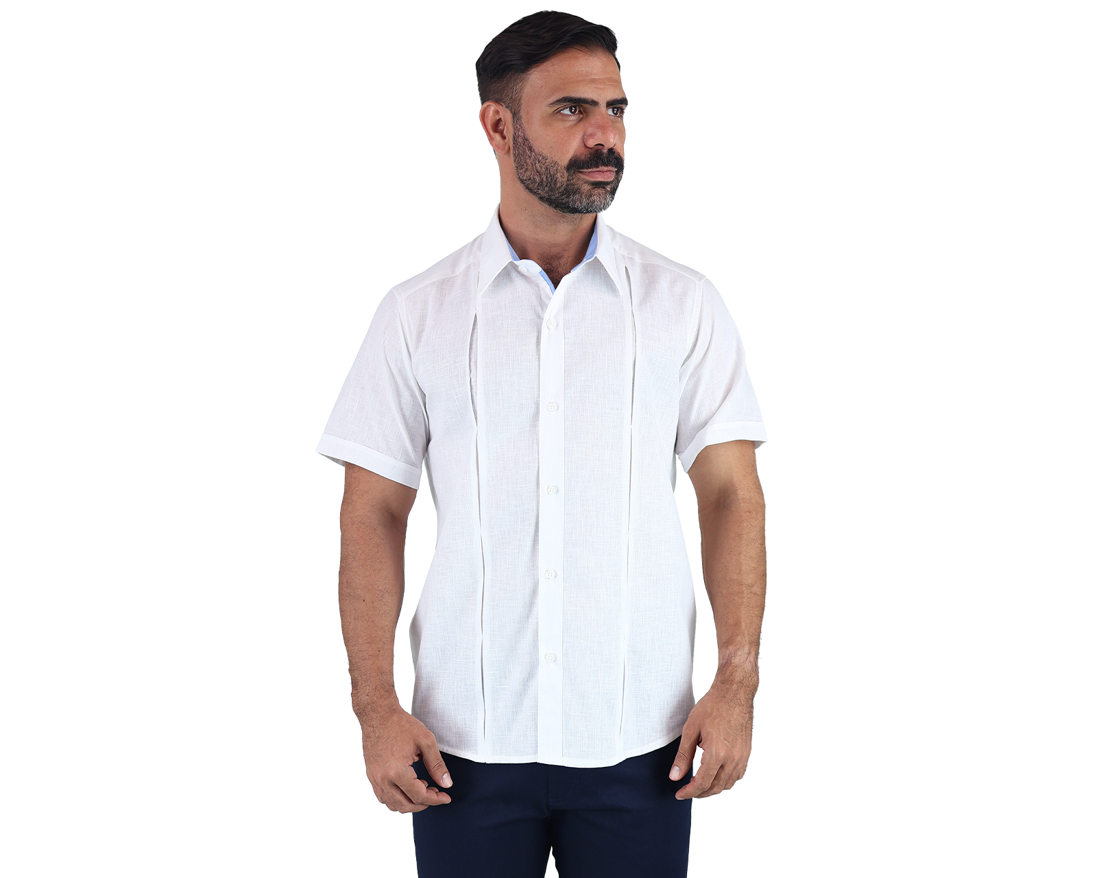 Foto 2 pulgar | Camisa Tipo Guayabera Rams Cottons Tihos-2 Blanca con Fuelle para Hombre