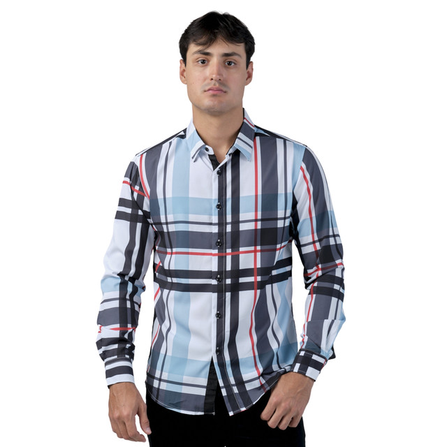 Camisa Pavini Manga Larga Para Hombre Blanco Pvls104-11