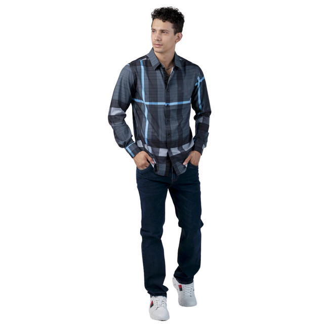 Foto 4 pulgar | Camisa Pavini Manga Larga Para Hombre Azul Pvls104-04