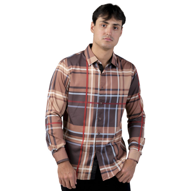 Foto 2 pulgar | Camisa Pavini Manga Larga Para Hombre Marron Pvls104-08