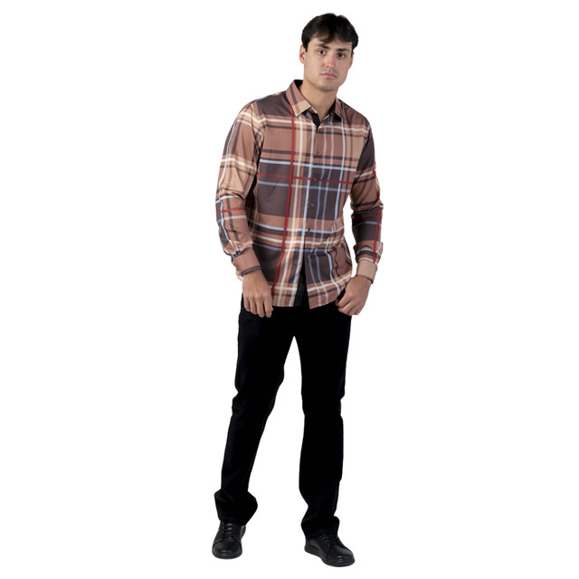 Foto 4 pulgar | Camisa Pavini Manga Larga Para Hombre Marron Pvls104-08