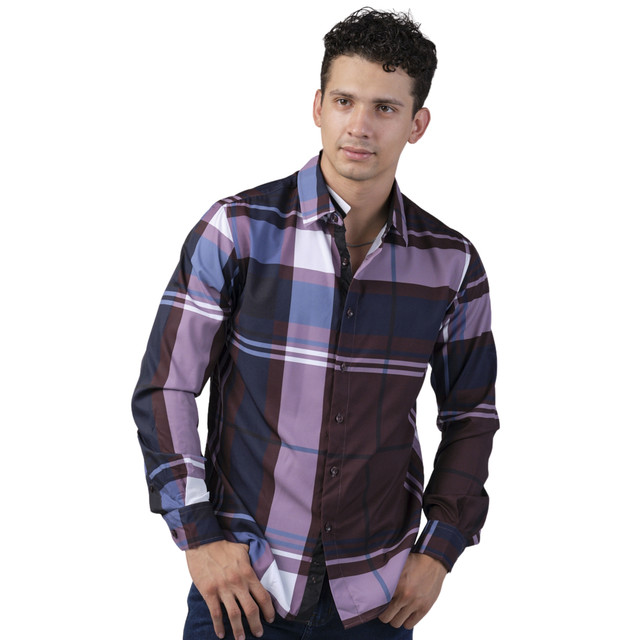 Camisa Pavini Manga Larga Para Hombre Tinto Pvls104-10