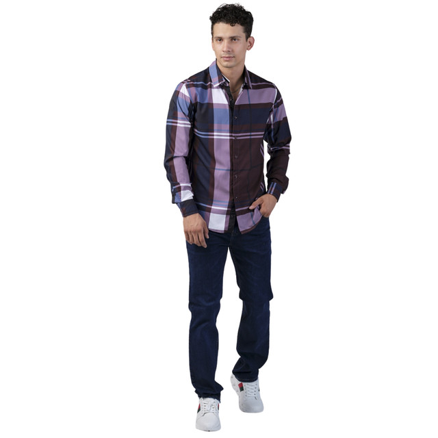 Foto 4 pulgar | Camisa Pavini Manga Larga Para Hombre Tinto Pvls104-10