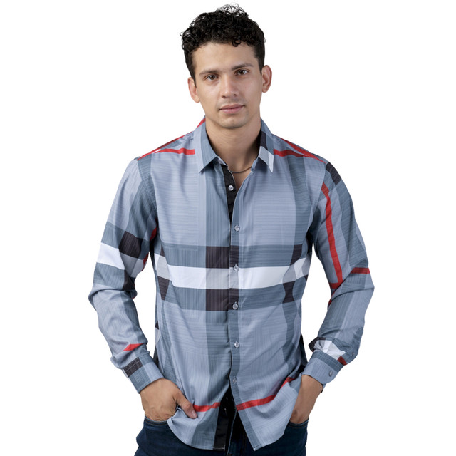 Foto 2 pulgar | Camisa Pavini Manga Larga Para Hombre Gris Pvls104-05