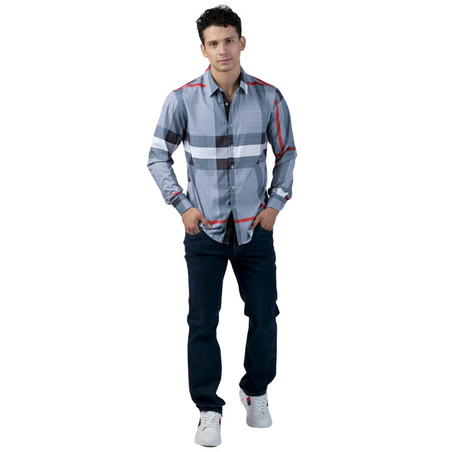 Foto 4 pulgar | Camisa Pavini Manga Larga Para Hombre Gris Pvls104-05