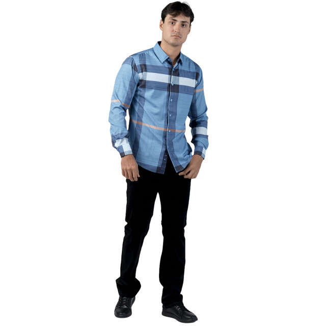 Foto 4 pulgar | Camisa Pavini Manga Larga Para Hombre Azul Pvls104-02