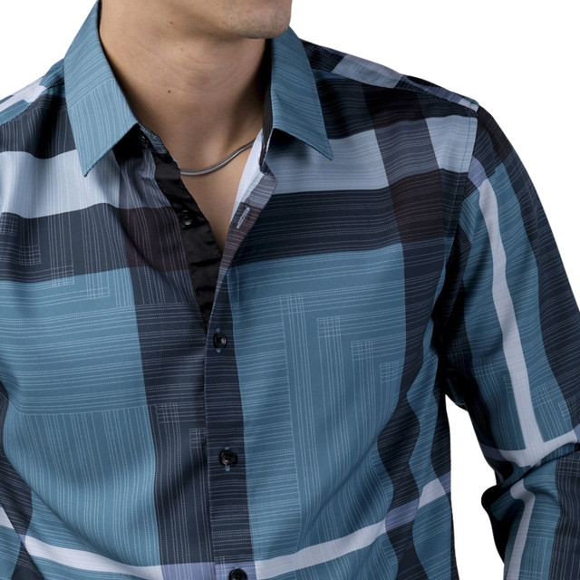 Foto 3 pulgar | Camisa Pavini Manga Larga Para Hombre Azul Pvls104-01