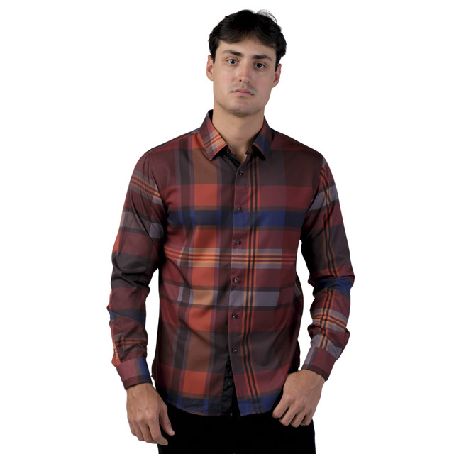 Camisa Pavini Manga Larga Para Hombre Cobre Pvls104-07