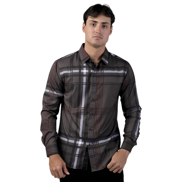 Foto 2 pulgar | Camisa Pavini Manga Larga Para Hombre Marron Pvls104-09