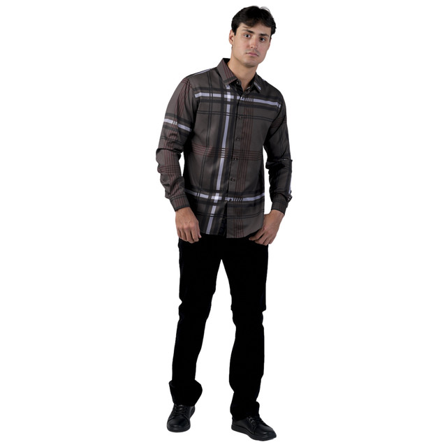 Foto 4 pulgar | Camisa Pavini Manga Larga Para Hombre Marron Pvls104-09