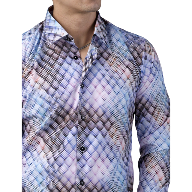 Foto 4 pulgar | Camisa Benzini Para Caballero Multicolor Ls5051-lavander