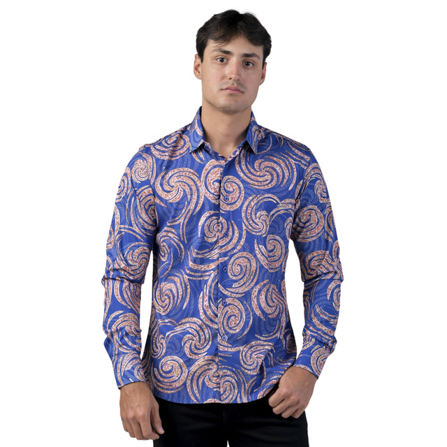 Foto 1 | Camisa Benzini Para Caballero Azul Ls5057-royal