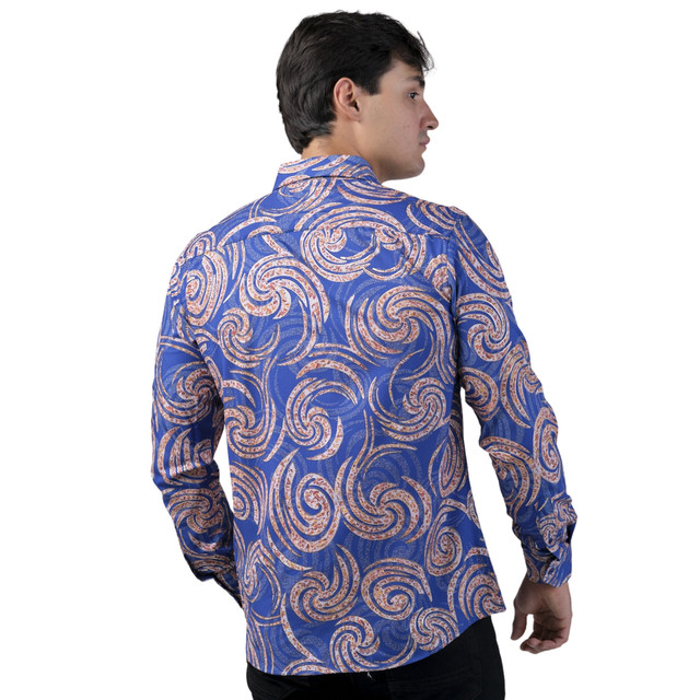 Foto 4 pulgar | Camisa Benzini Para Caballero Azul Ls5057-royal