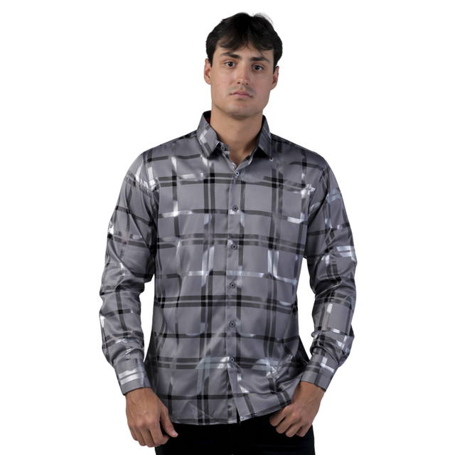 Foto 2 pulgar | Camisa Benzini Para Caballero Gris Ls5083-grey/silver