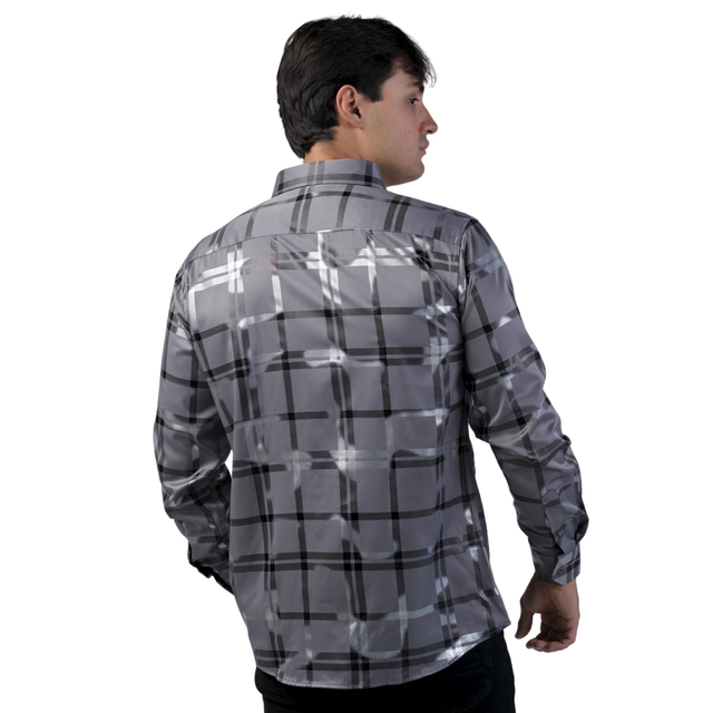 Foto 2 | Camisa Benzini Para Caballero Gris Ls5083-grey/silver