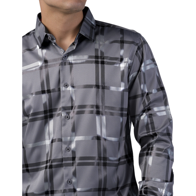 Foto 4 pulgar | Camisa Benzini Para Caballero Gris Ls5083-grey/silver