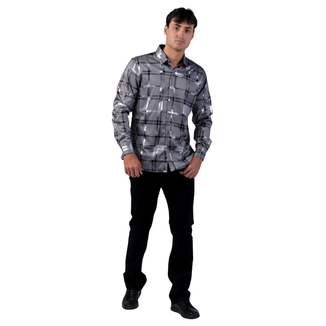 Foto 5 pulgar | Camisa Benzini Para Caballero Gris Ls5083-grey/silver