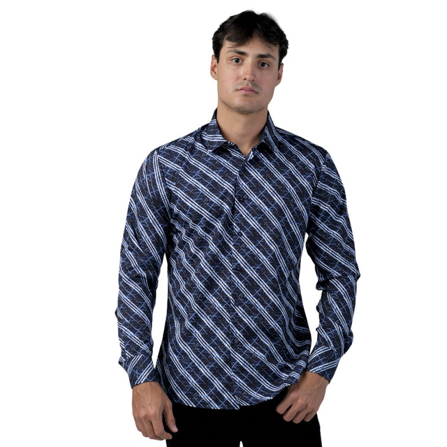 Foto 1 | Camisa Benzini Para Caballero Azul Ls5049-navi